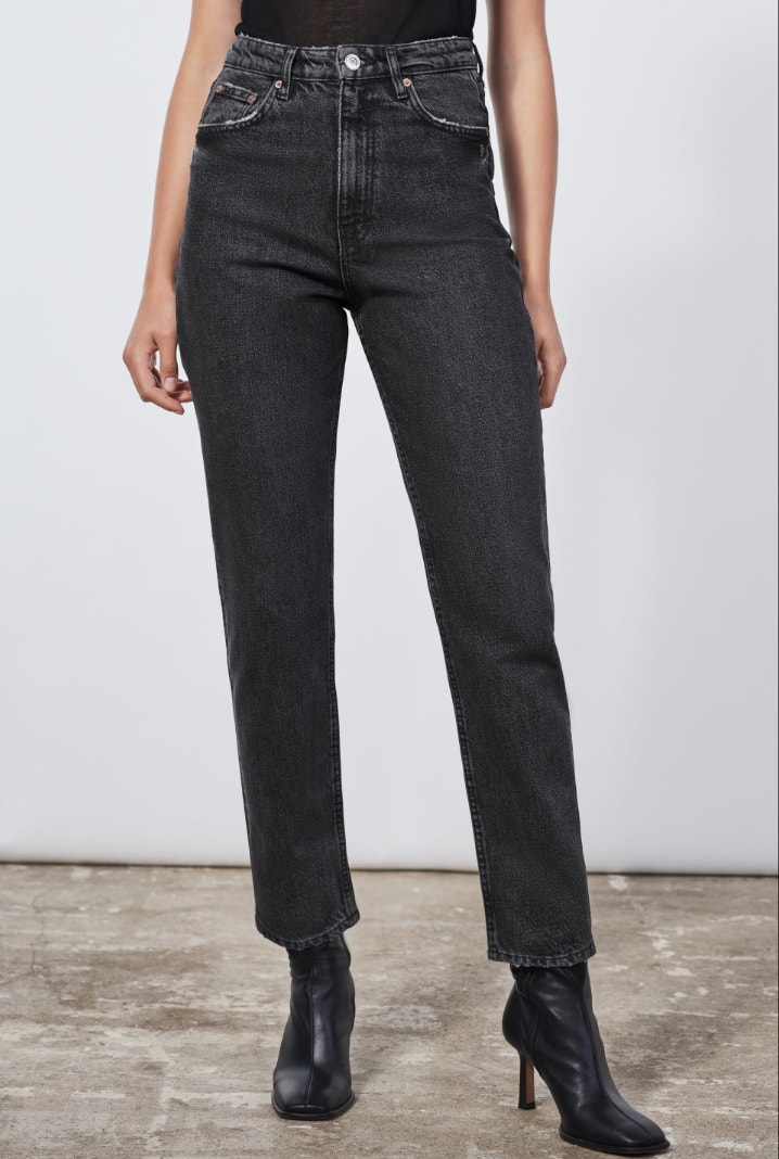 Zara Black Dark Wash The 90's Mom Fit Slim Denim Jeans Size 4